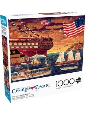 Charles Wysocki Patriotic Harborview 1000-Piece Puzzle - Blue/Red
